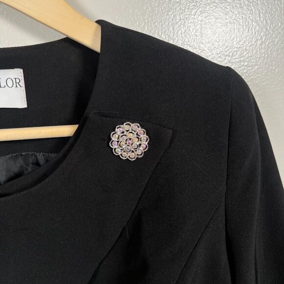 VTG Lily & Taylor Asymmetric Evening Jacket Size 8 Black Rhinestones Church - Picture 4 of 10